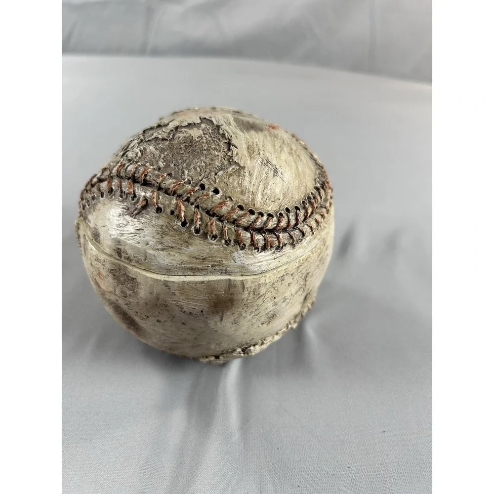 Vintage Style Baseball Trinket Box‎ Resin Hinged Distressed Decor 4